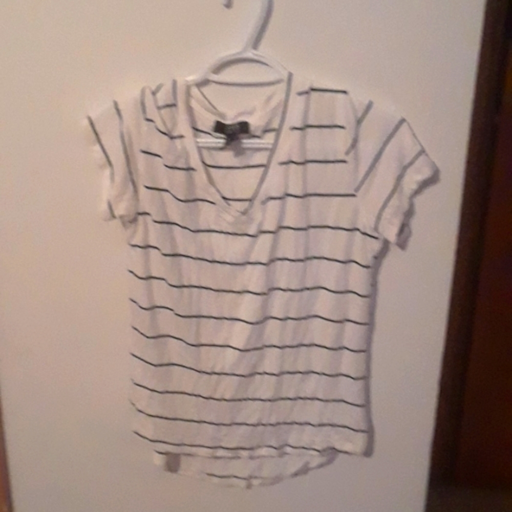 White shirt with dark green stripes